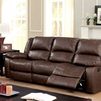 Transitional Reclining Sofa, Brown