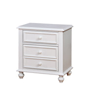 Wooden Night Stand With 3 Drawers, White