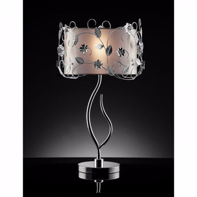 Contemporary Table Lamp, Double Shade, Metal Vines