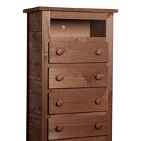 Wooden 4 Drawers Media Chest With 1 Top Shelf In Mahogany Finish, Brown