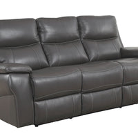 Contemporary Style Double Recliner Leather Sofa, Gray