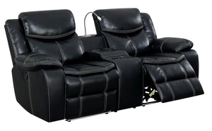 Contemporary Style Recliner Love Seat With Built in LED Light, USB Port