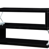 Contemporary Style S Shaped 3 Layer Shelf, Black