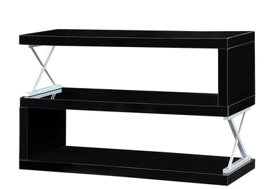 Contemporary Style S Shaped 3 Layer Shelf, Black