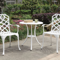 Table Set of 1 Table and 2 Chairs With Cabriole Legs, White