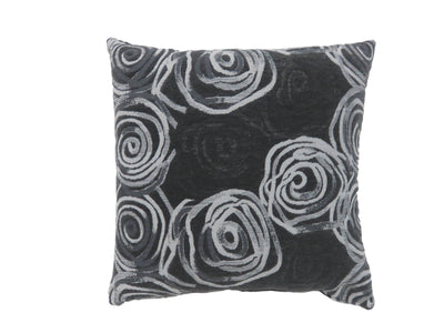 Contemporary Style Irregular Swirly Lines Set of 2 Throw Pillows, Black