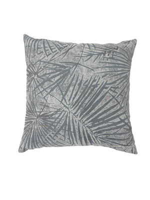 Contemporary Style Palm Leaves Designed Set of 2 Throw Pillows, Gray