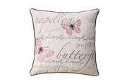 Contemporary Style Set of 2 Throw Pillows With Butterfly Motifs , natural