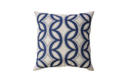 Contemporary Style Semi Circular Patterns Set of 2 Throw Pillows, Indigo Blue