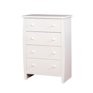 Four Drawer Solid Wood Chest with Round Pull Out Knobs, White