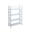 Four Tier Metal Shelf with Beaded Side Rails, White