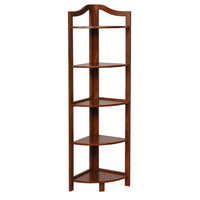 Transitional Style Wooden Open Frame Ladder Shelf with Five Shelves, Oak Brown