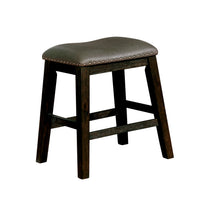 Rustic Leatherette Solid Wood Barstool with Nail Head Trim Design, Brown and Gray, Pack of Two