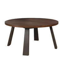 Solid Wood Round Table with Flared Leg Support, Brown and Gray