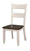 Transitional Style Solid Wood Side Chair, White and Brown, Pack of Two