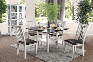 Transitional Style Solid Wood Dining Table with Open Shelf and Angled Legs , White