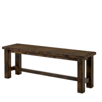 Transitional Style Rectangular Solid Wood Bench with Block Legs, Brown