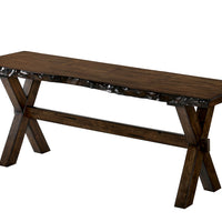 Transitional Style Solid Wood Bench with Trestle Base and Cross Legs , Brown