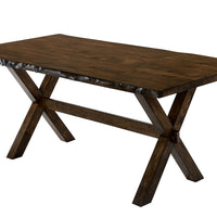 Transitional Style Solid Wood Rectangular Dining Table with Trestle Base, Brown