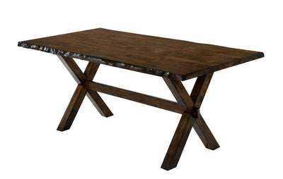 Transitional Style Solid Wood Rectangular Dining Table with Trestle Base, Brown
