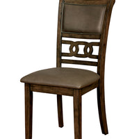 Transitional Faux Leather and Solid Wood Side Chair, Pack of Two, Brown