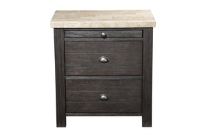 Nightstand With 2 Drawers, Brown and Beige