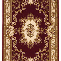 7'7" x 10'10" Polypropelene Red-Ivory Area Rug