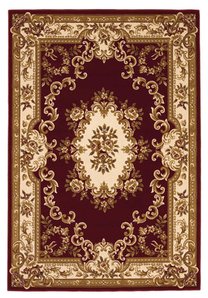 7'7" x 10'10" Polypropelene Red-Ivory Area Rug