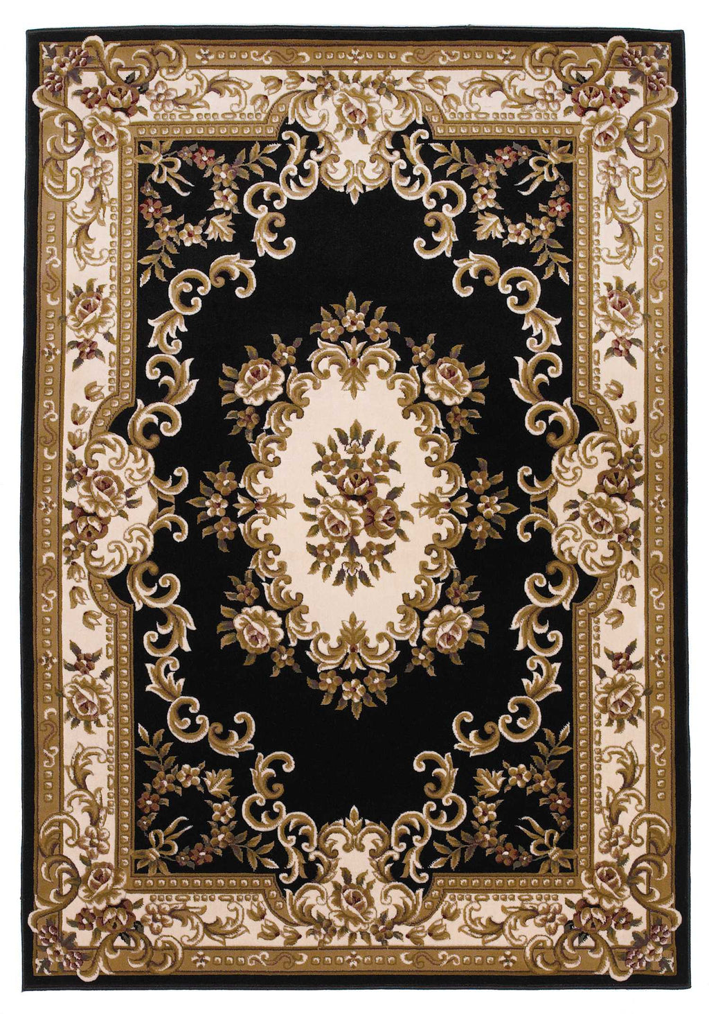 7'7" x 10'10" Polypropelene Black-Ivory Area Rug