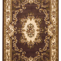 7'7" x 10'10" Polypropelene Plum-Ivory Area Rug