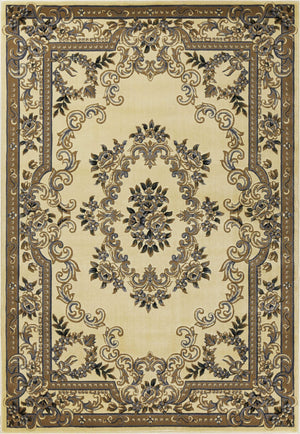 7'7" x 10'10" Polypropelene Ivory-Blue Area Rug