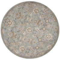 5'6" Round Wool Slate Area Rug