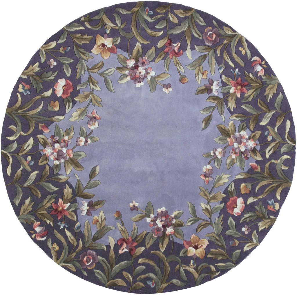 5'6" Round Wool Lavender Area Rug