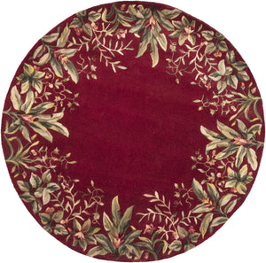 5'6" Round Wool Ruby Area Rug