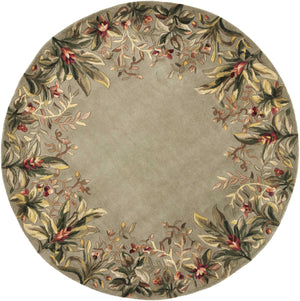 5'6" Round Wool Sage Area Rug