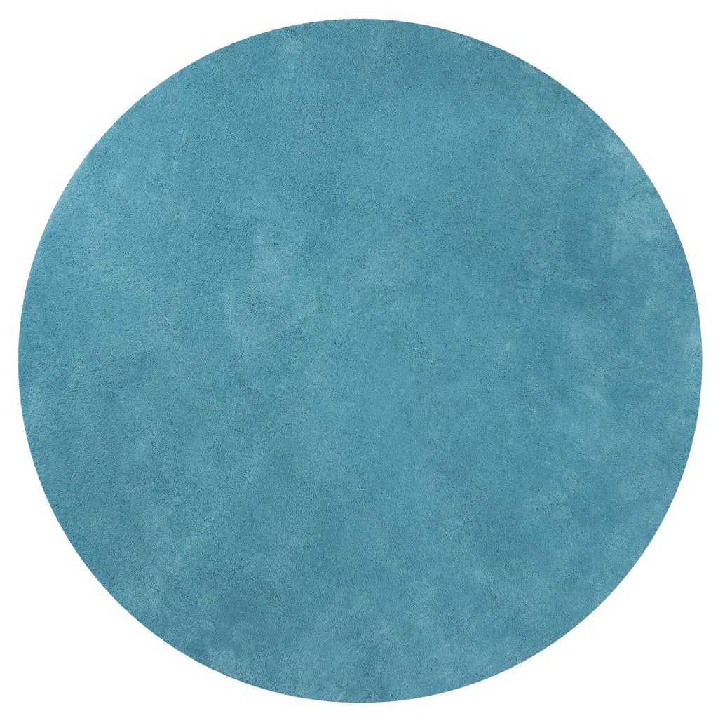 8' Round Polyester Highlighter Blue Area Rug