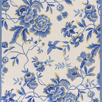 7'6" x 9'6" Polyester Ivory-Blue Area Rug