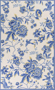 7'6" x 9'6" Polyester Ivory-Blue Area Rug