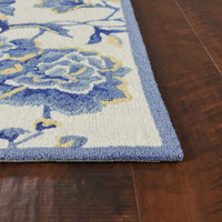 7'6" x 9'6" Polyester Ivory-Blue Area Rug