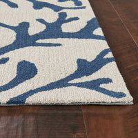 7'6" x 9'6" Polyester Ivory-Blue Area Rug