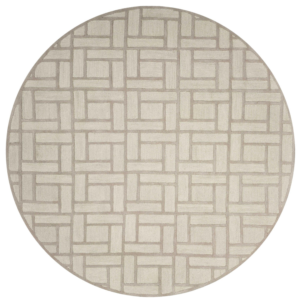 7'6" Round Wool Tan-Ivory Area Rug