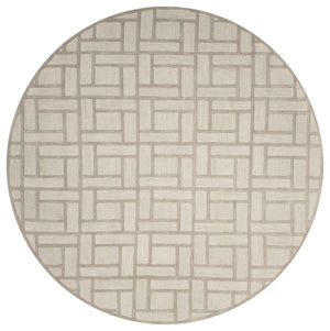 7'6" Round Wool Tan-Ivory Area Rug