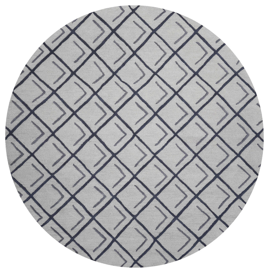 7'6" Round Wool Iron-Smoke Area Rug