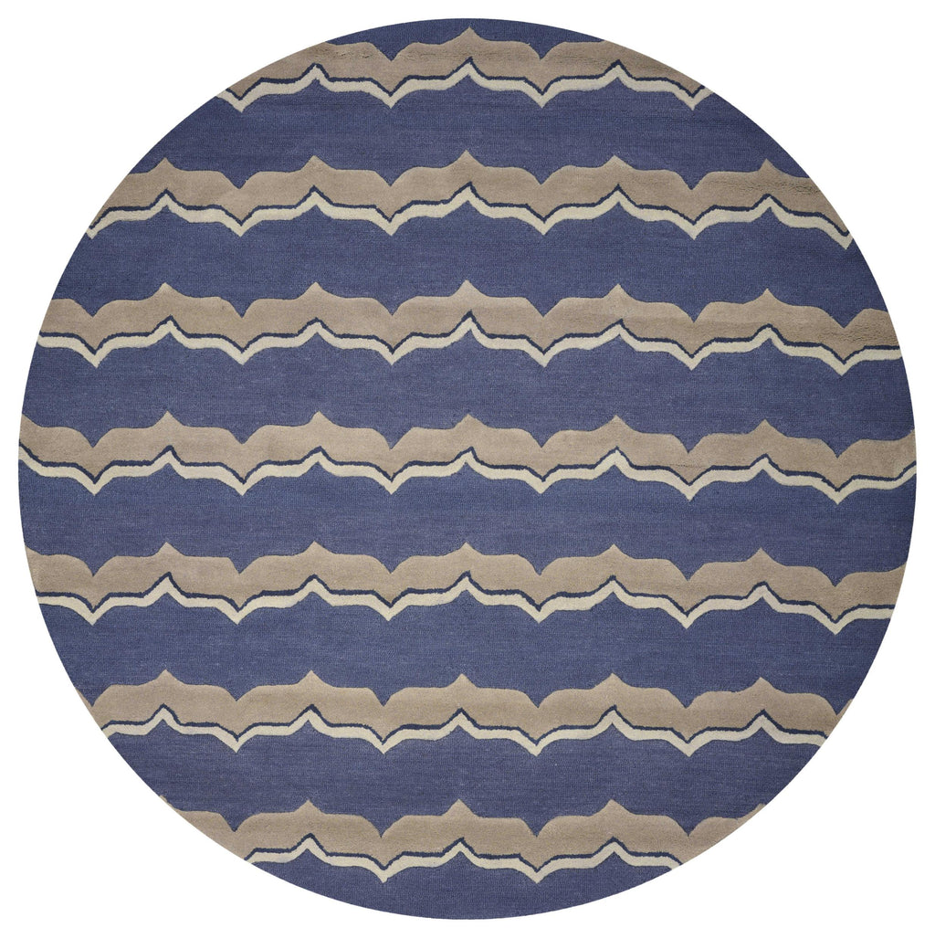 7'6" Round Wool Indigo-Pumice Area Rug