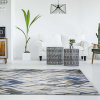 7'10" x 10'10" Polypropelene Grey-Navy Area Rug