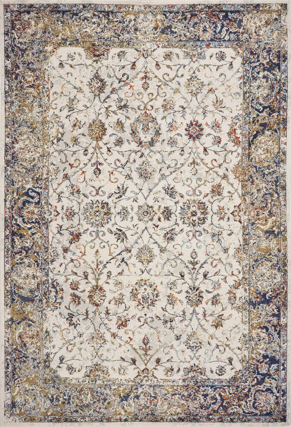 7'10"X 10'10" Polypropelene Ivory-Navy Area Rug