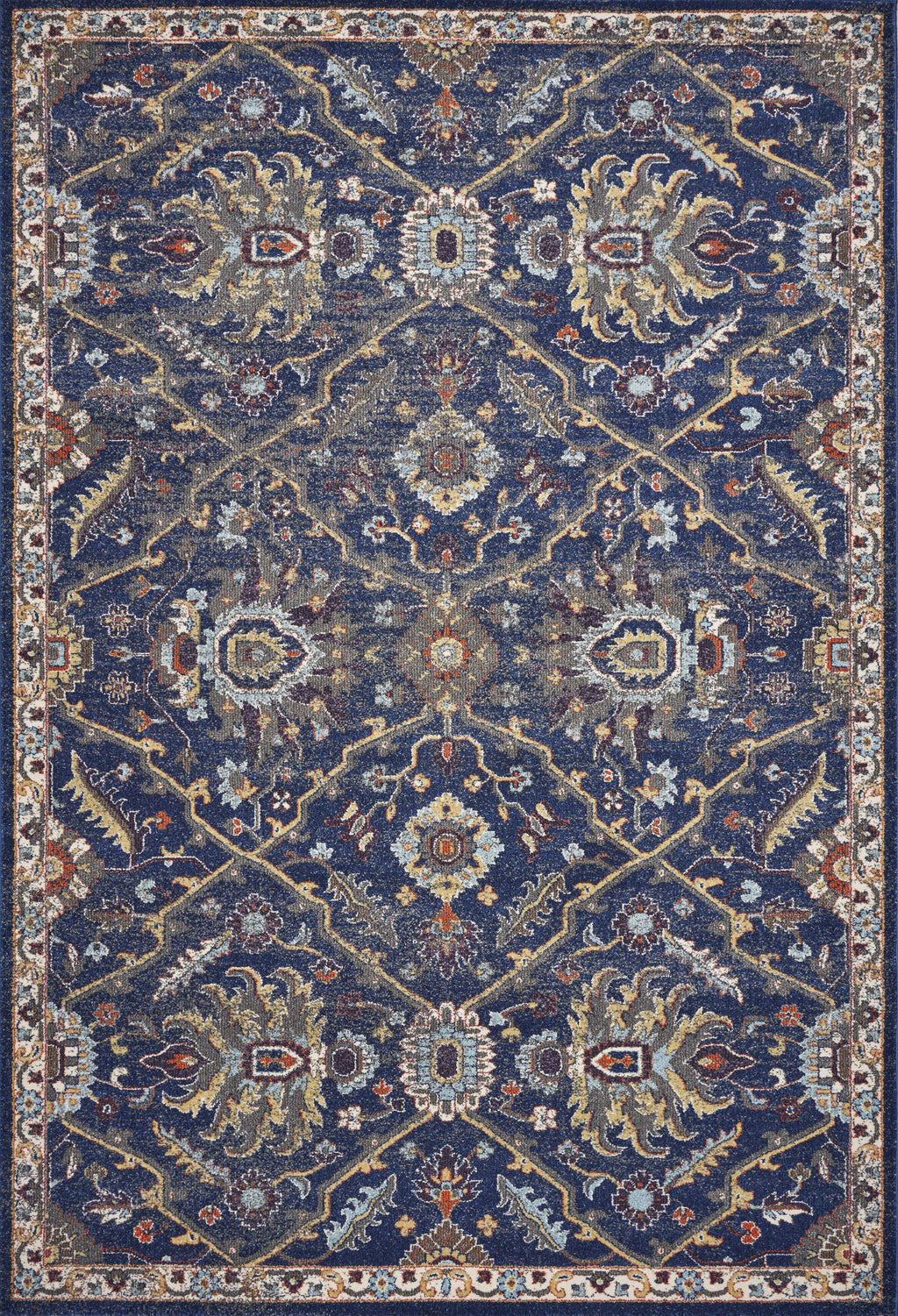 8'x11' Royal Blue Machine Woven Traditional Indoor Area Rug