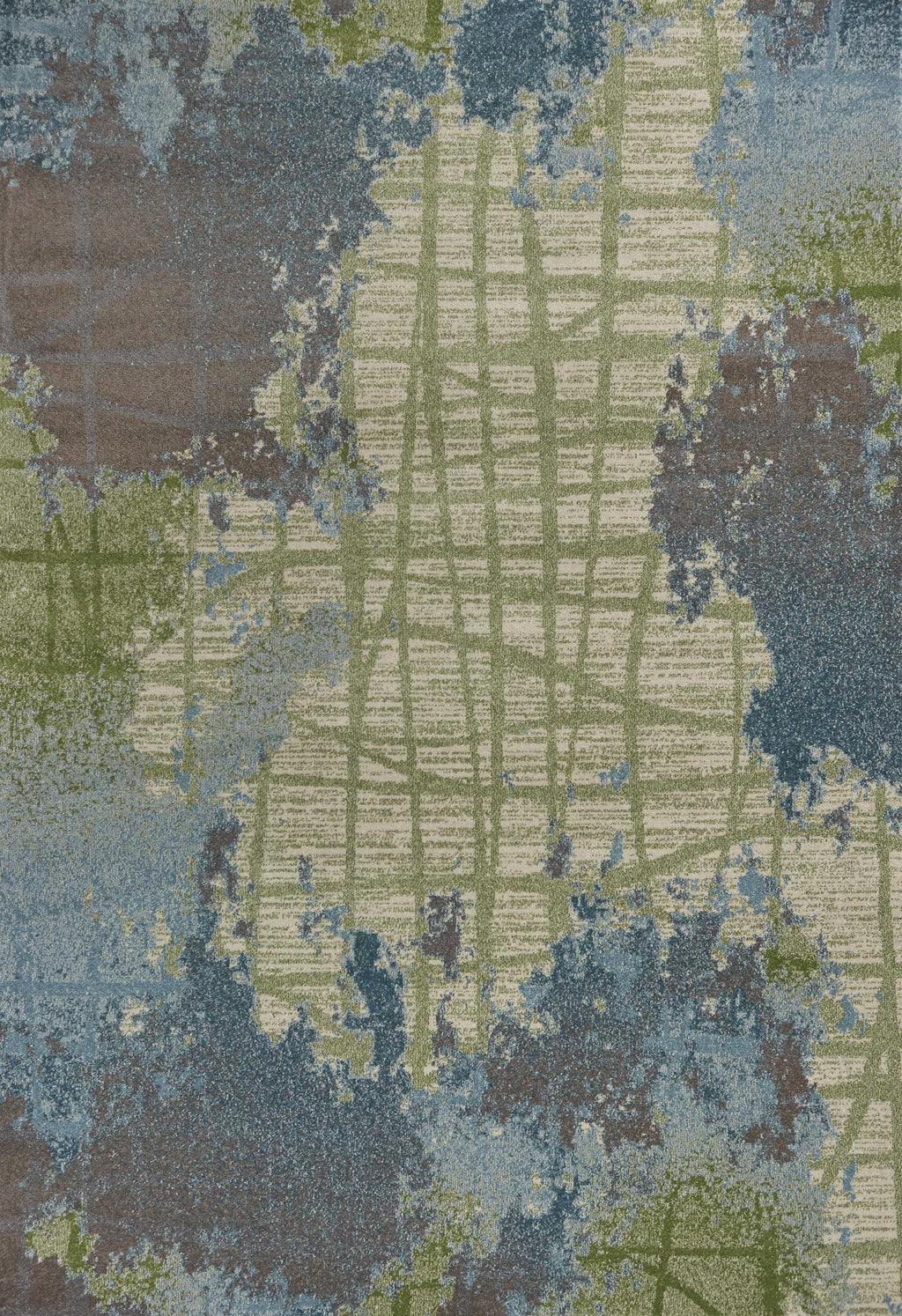 7'10" x 10'10" Polypropelene Green-Blue Area Rug