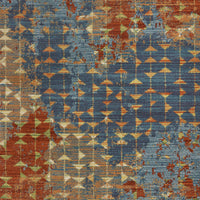 7'10" x 10'10" Polypropelene Blue-Coral Area Rug