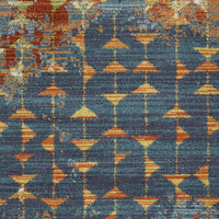 7'10" x 10'10" Polypropelene Blue-Coral Area Rug